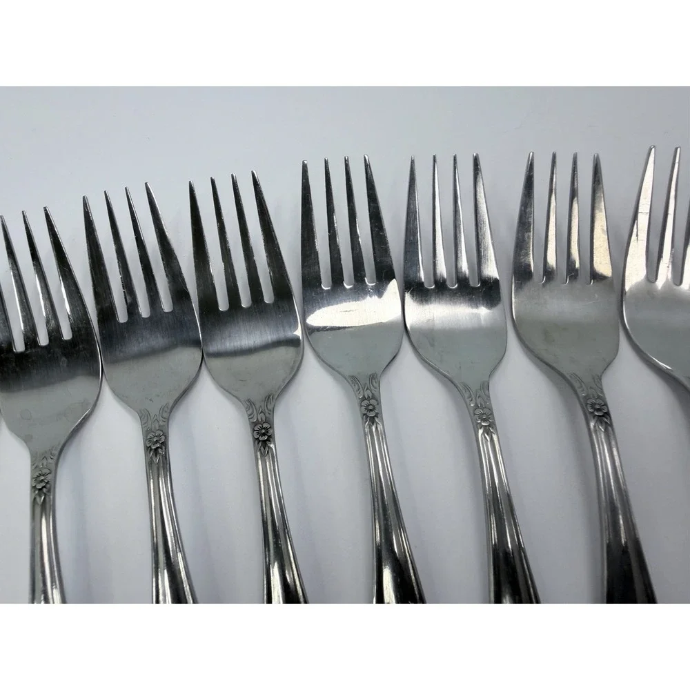 Rogers Dream Rose Salad Forks Stainless Flatware Korea Set of 8